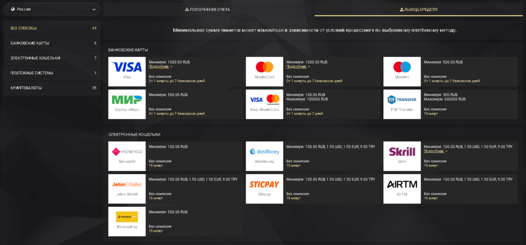 вывод выигрыша в 1иск слотс
